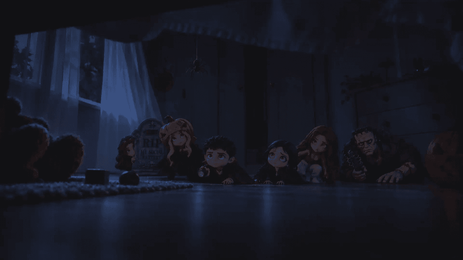 JuJuBit hero showing custom chibi figurine collectibles in Halloween costumes