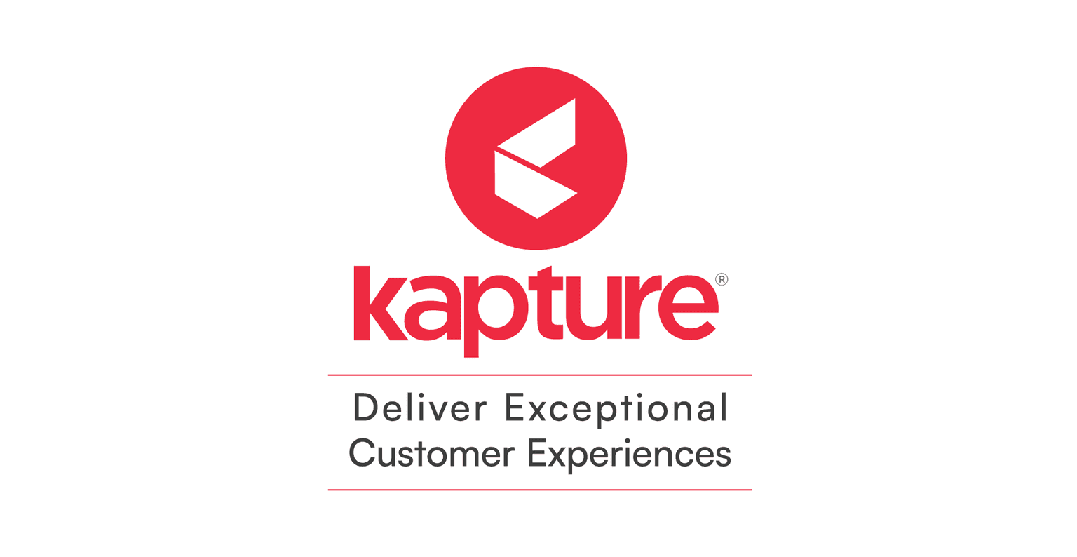 Kapture CX brand hero with its red mark and customer-experience tagline