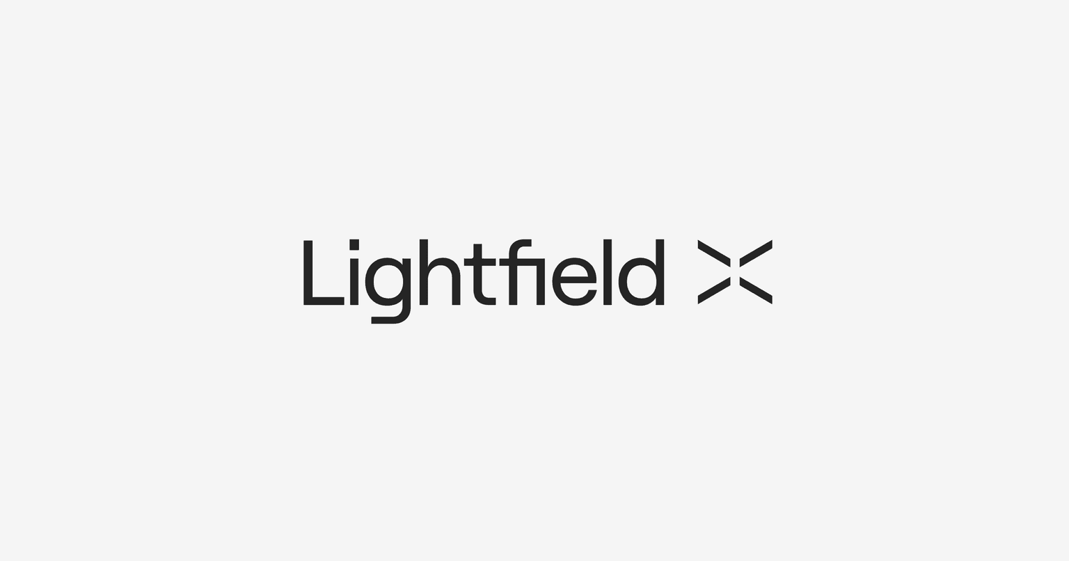 Lightfield brand hero with its wordmark on a light background