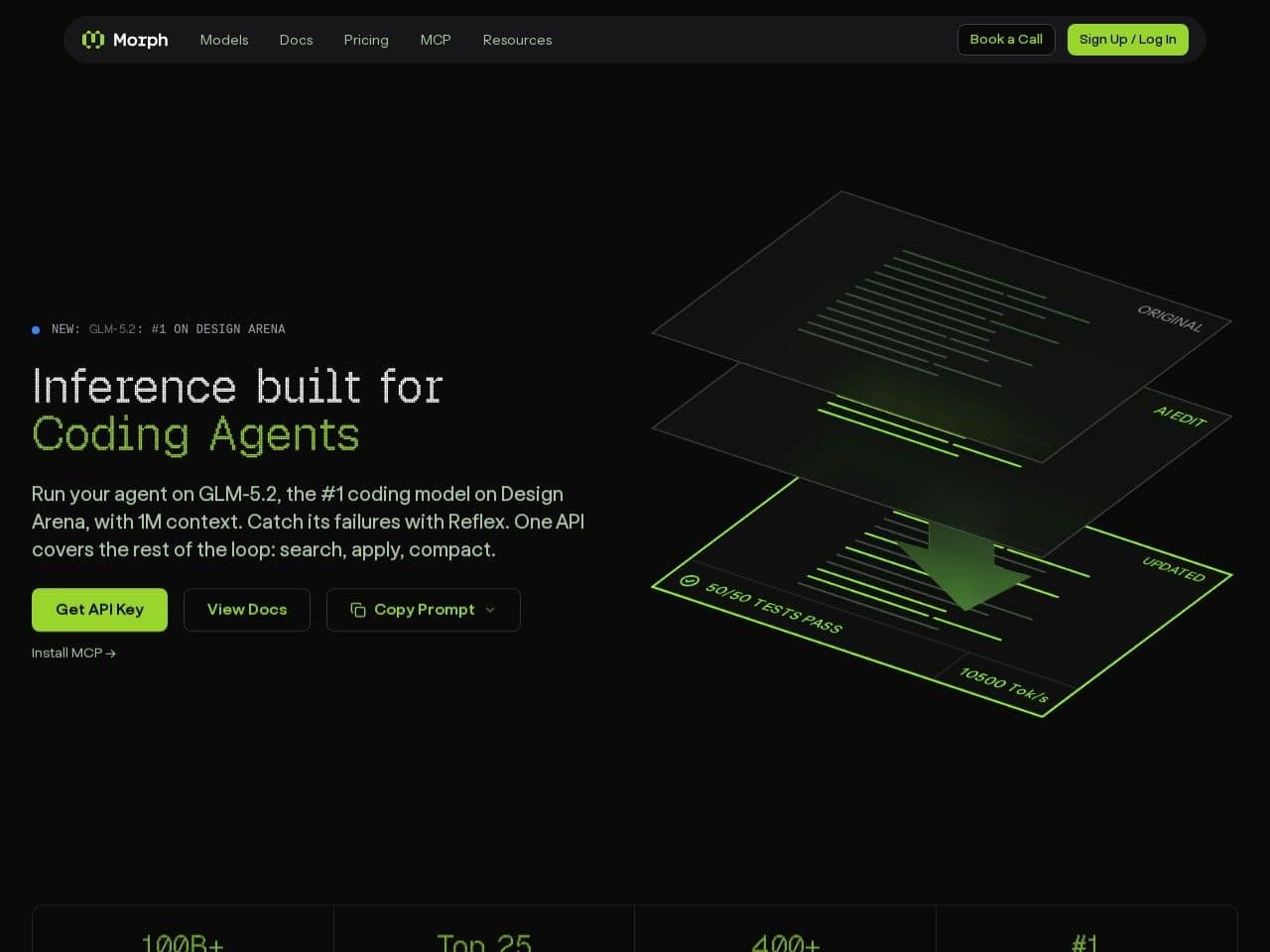 Morph product interface dashboard screenshot homepage view