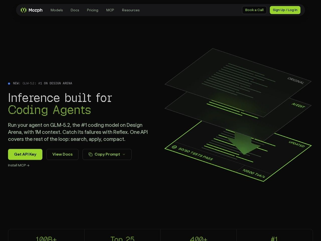 Morph product interface dashboard screenshot homepage view