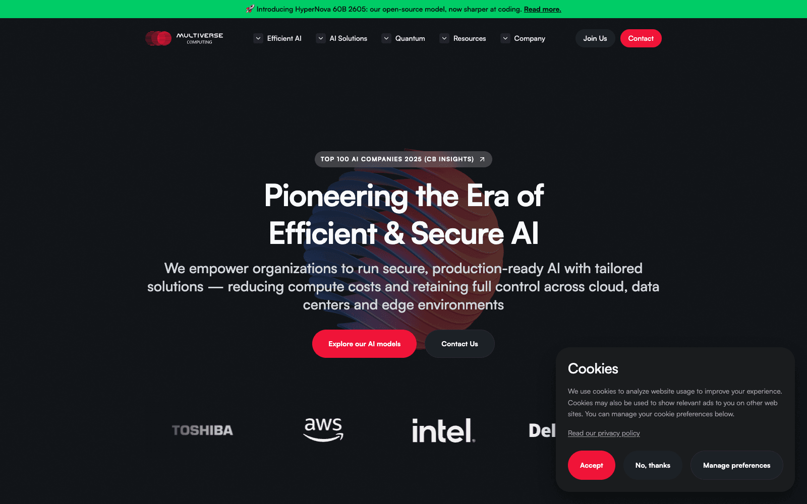 Multiverse Computing ai/ml models tool screenshot