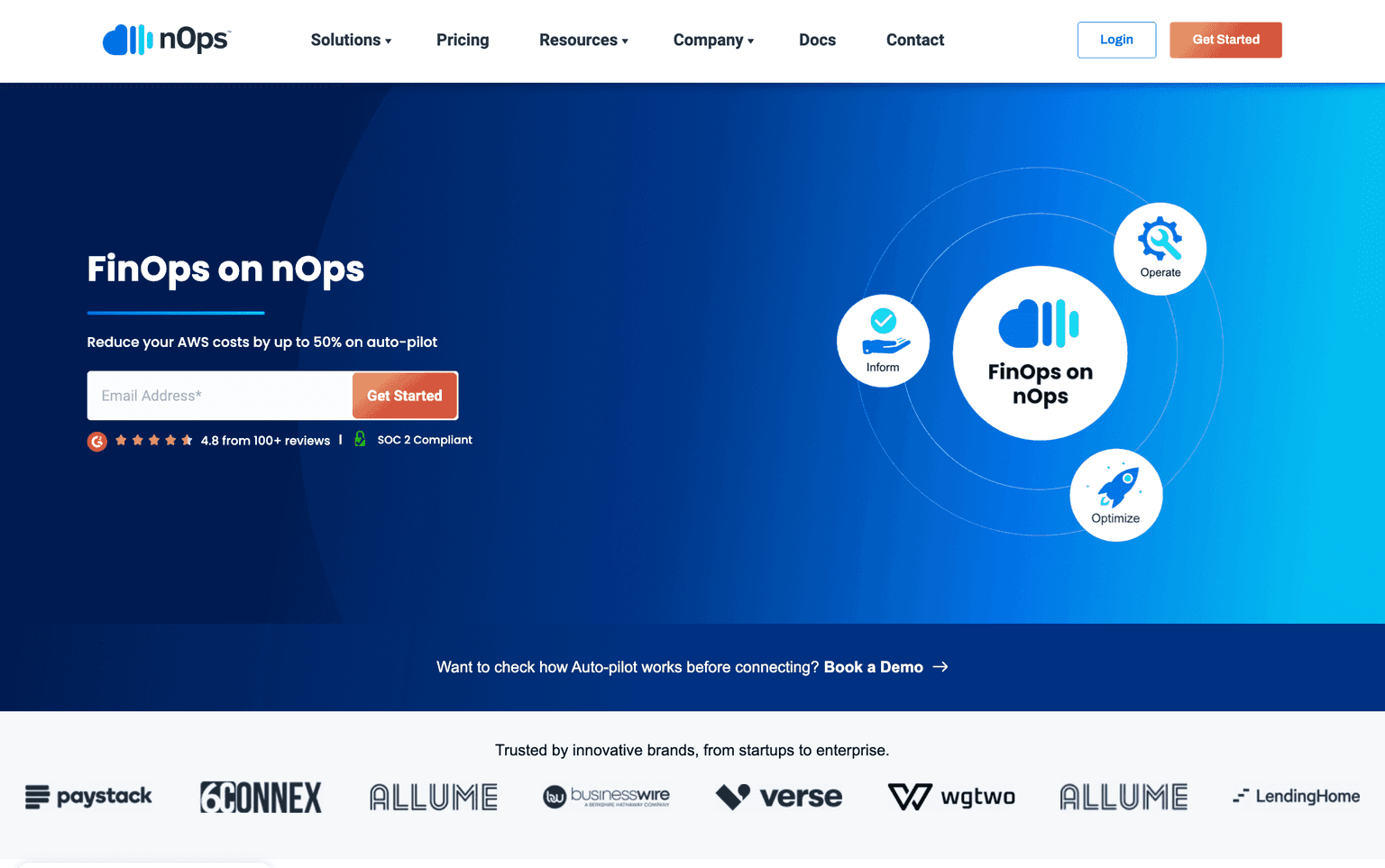 nOps dashboard showcasing AWS optimization