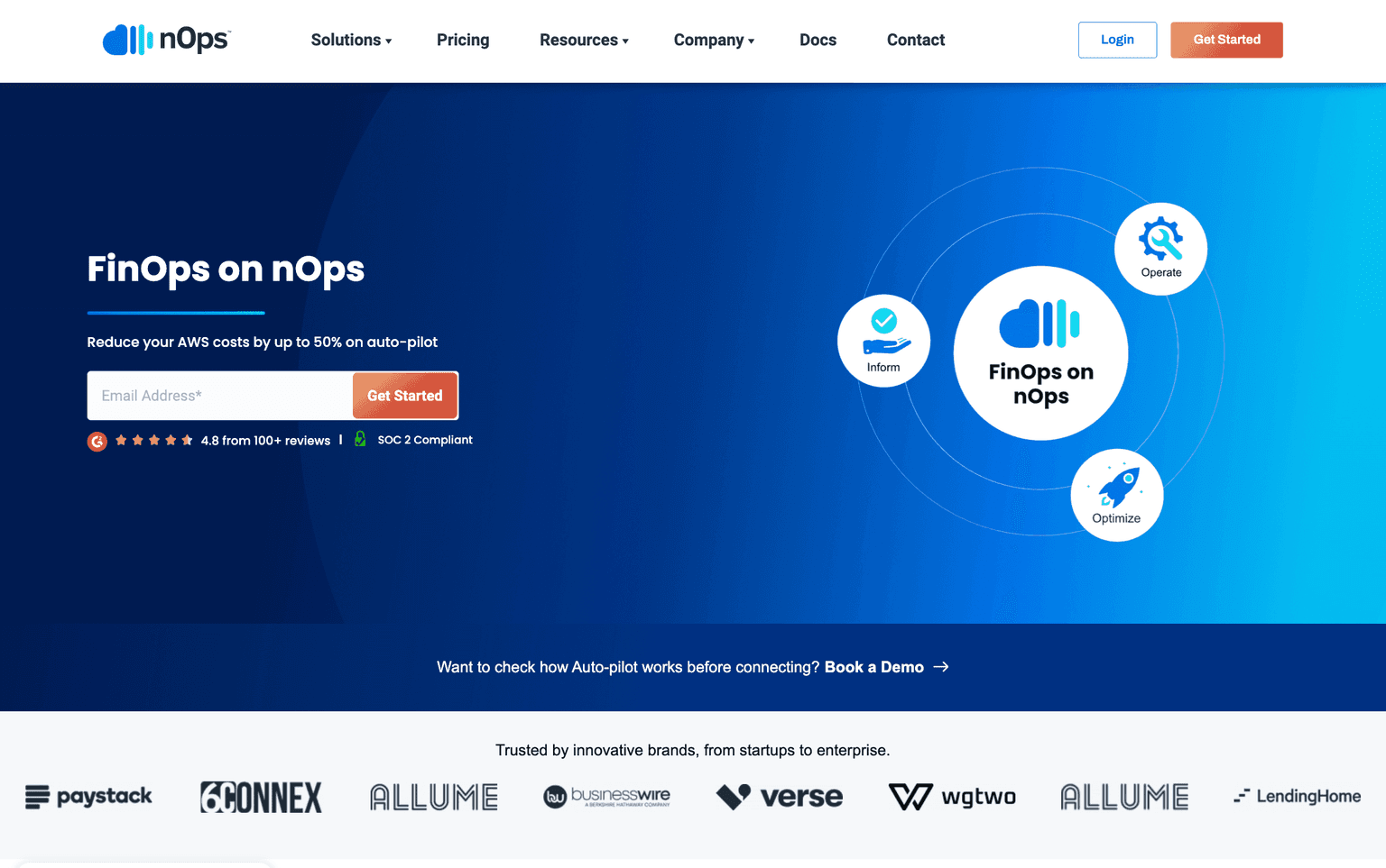nOps dashboard showcasing AWS optimization