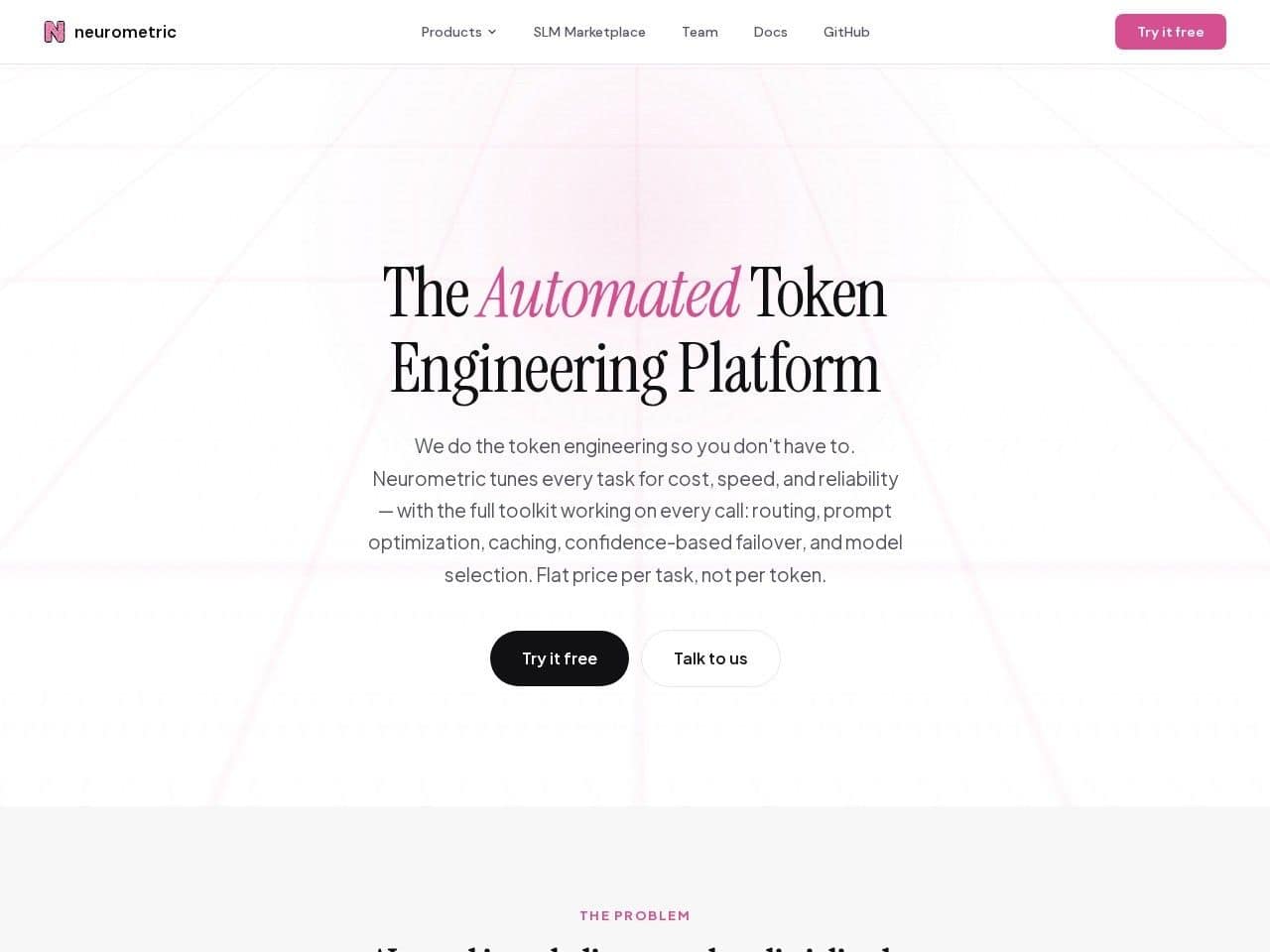 Neurometric product interface dashboard screenshot homepage view