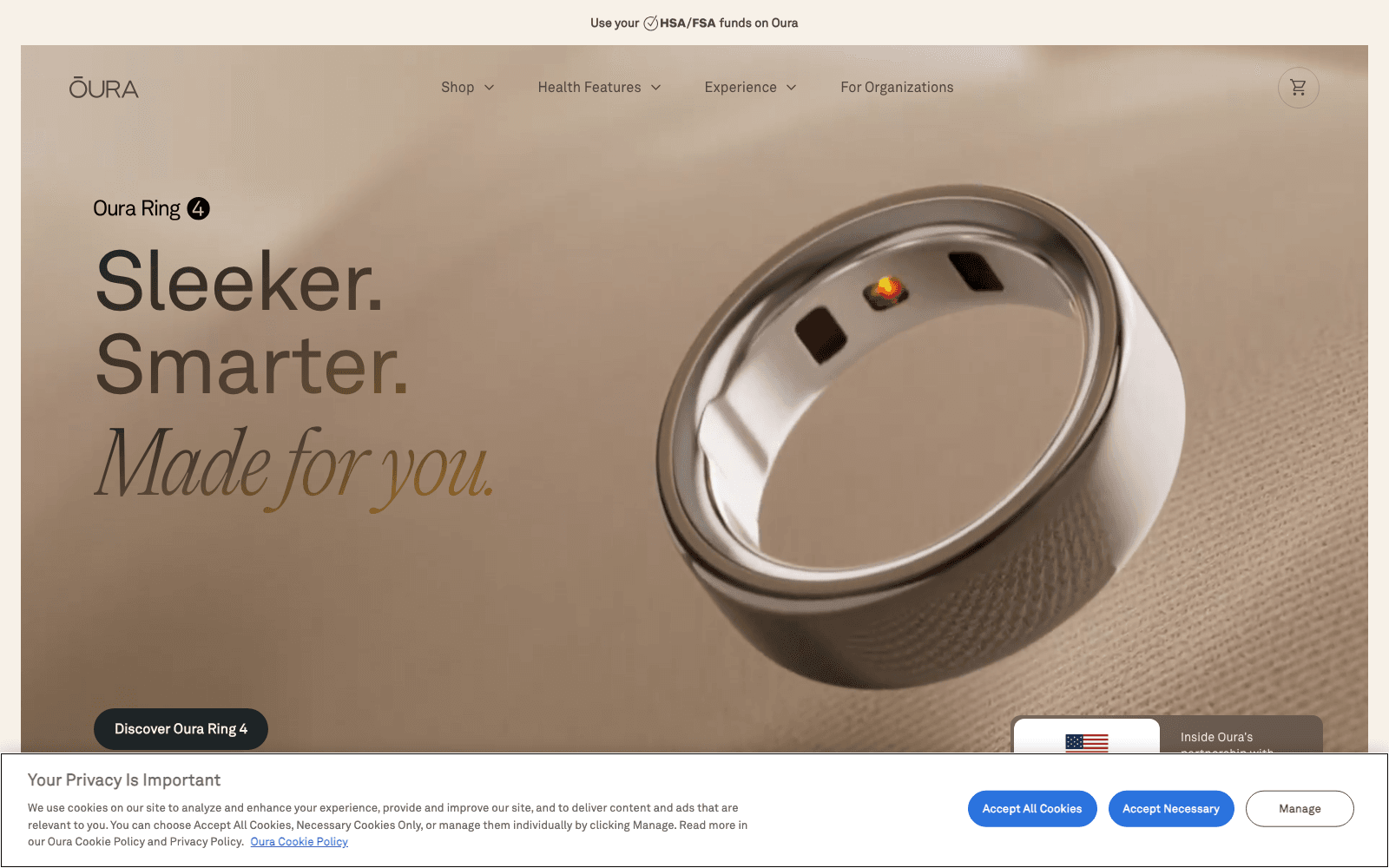 Oura fitness & lifestyle tool screenshot