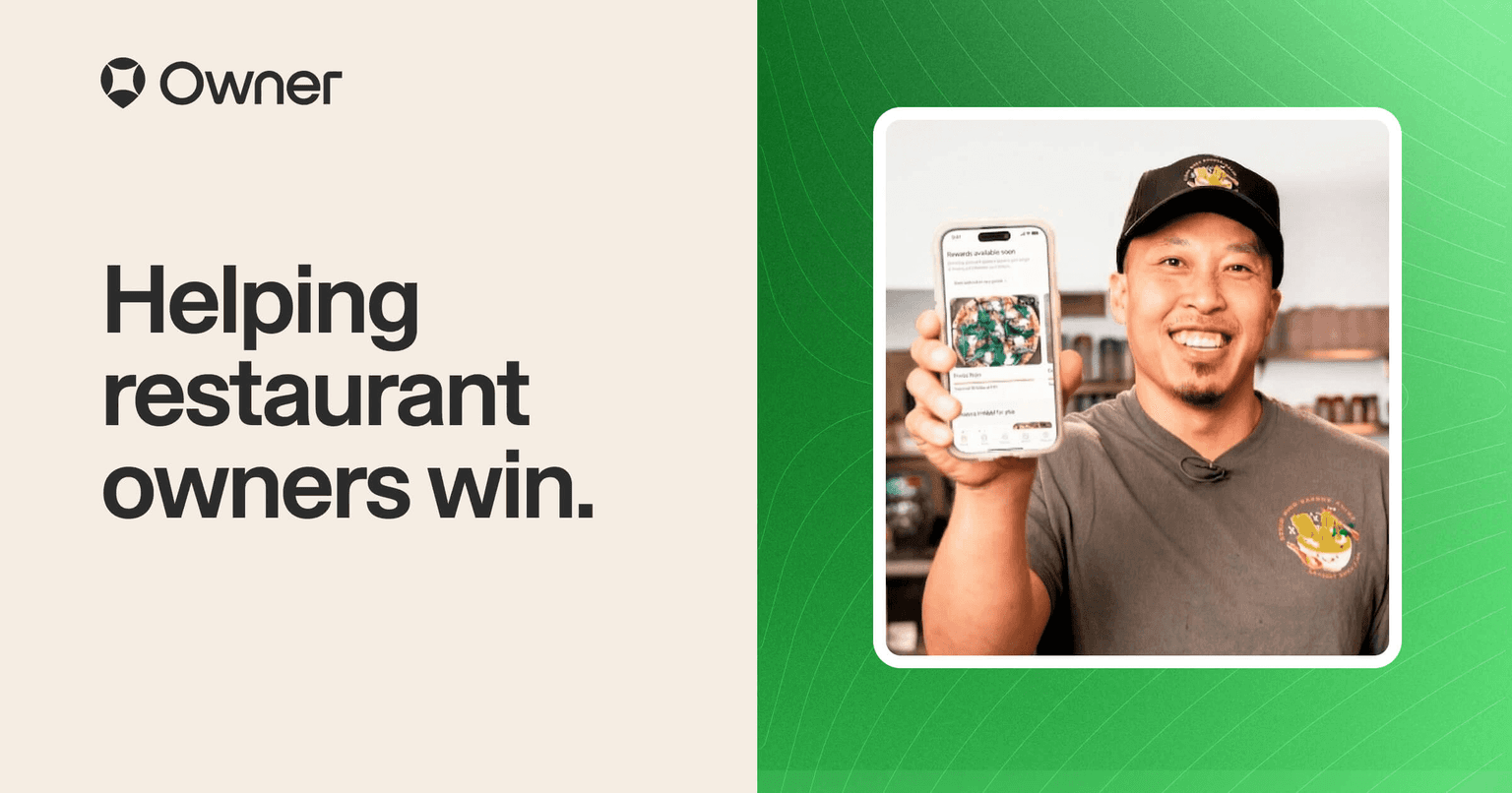Owner marketing hero showing its restaurant ordering app on a phone