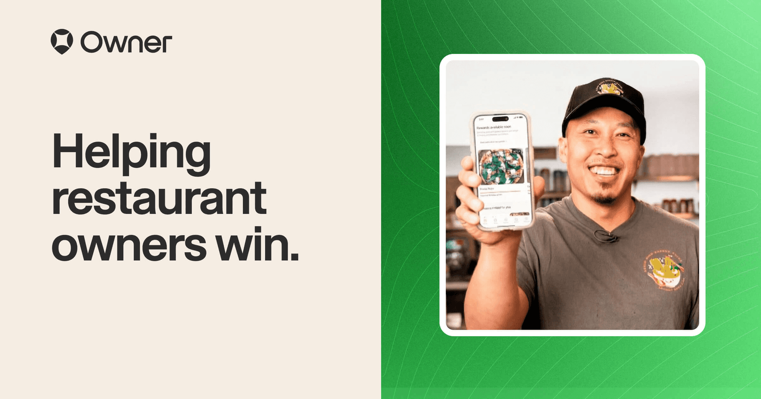 Owner marketing hero showing its restaurant ordering app on a phone