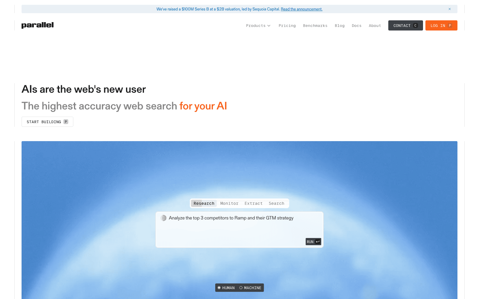 Parallel Web Systems ai infrastructure tool screenshot
