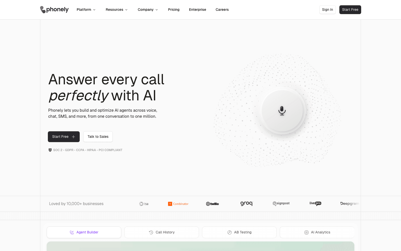Phonely voice ai tool screenshot