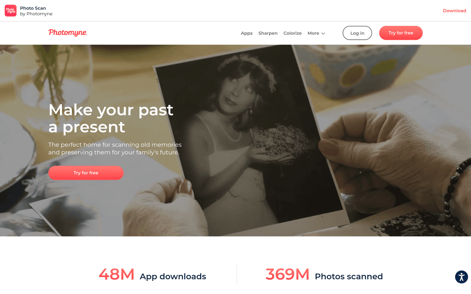 Photomyne product interface dashboard screenshot homepage view
