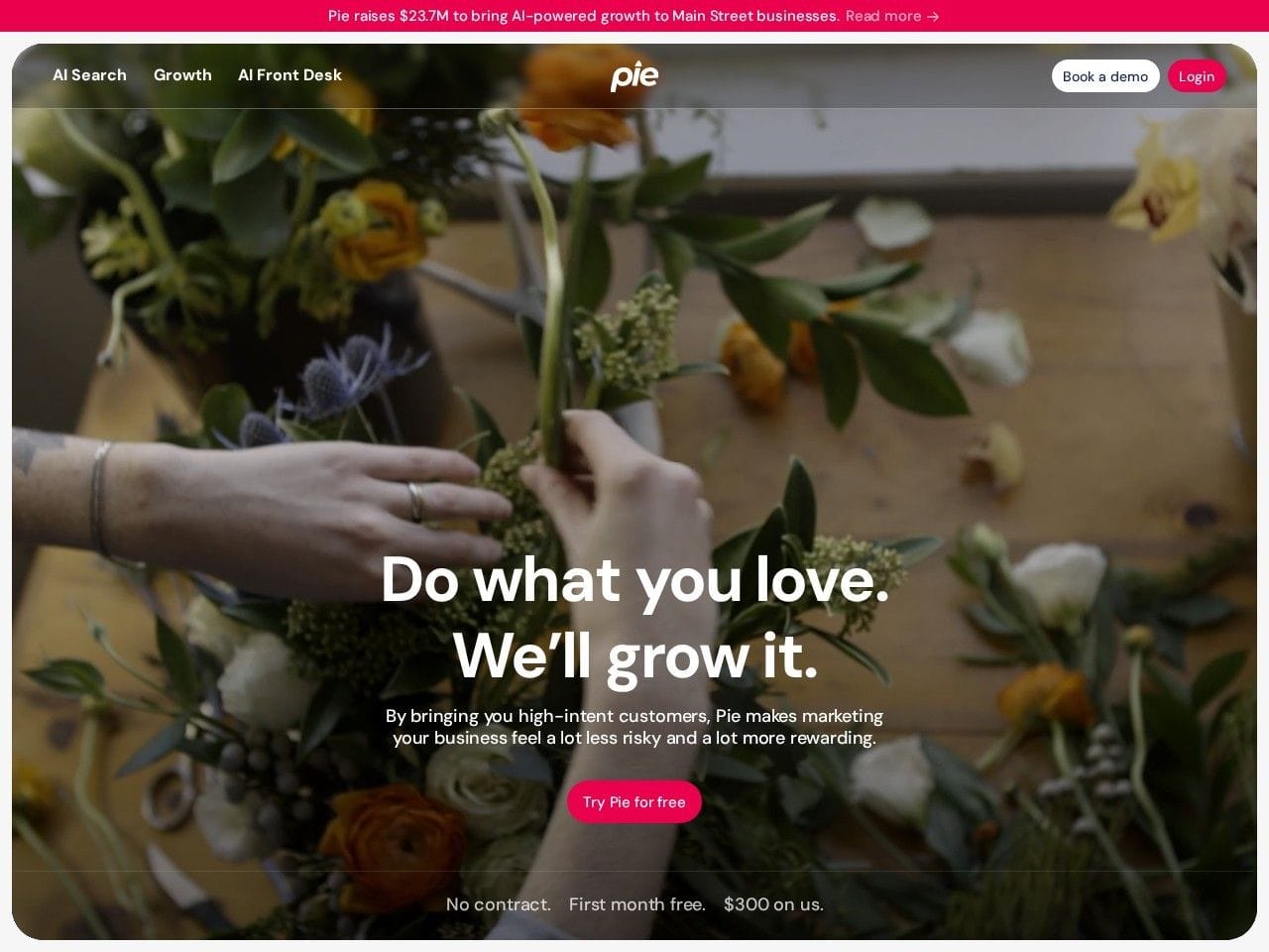 Pie product interface dashboard screenshot homepage view