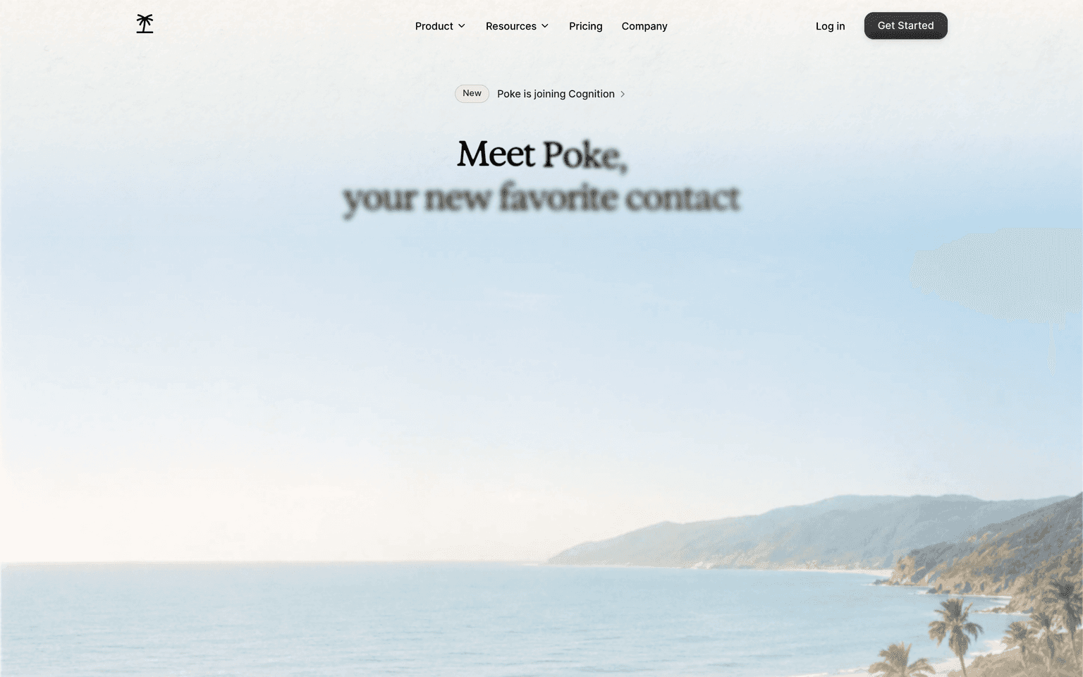Poke landing page showing the text-message AI assistant product overview