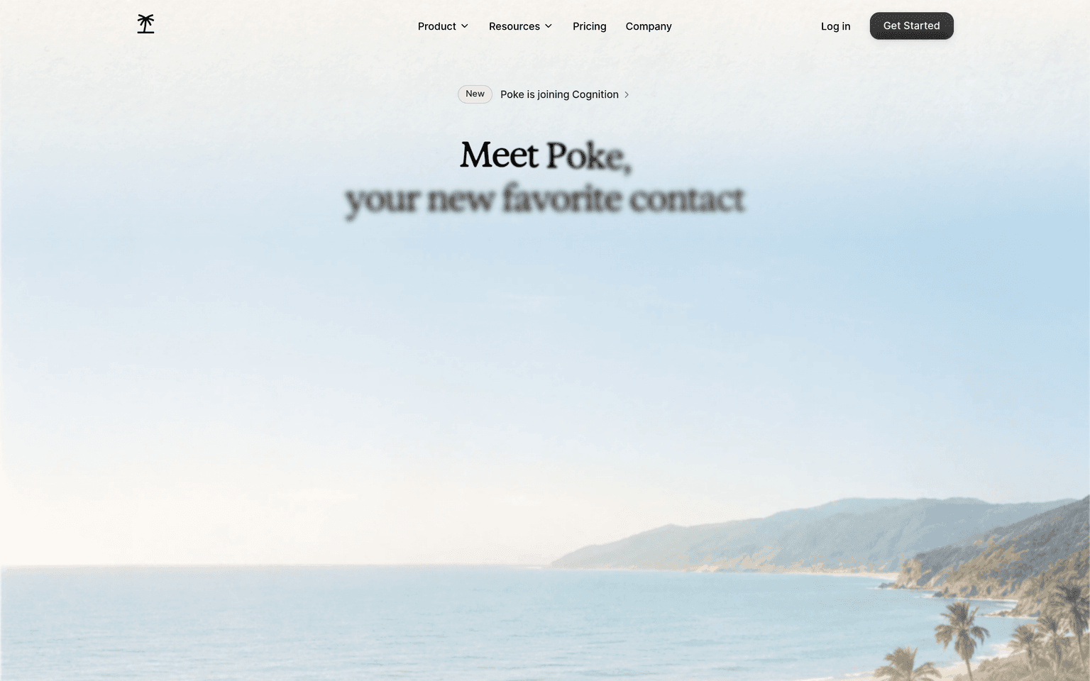 Poke landing page showing the text-message AI assistant product overview