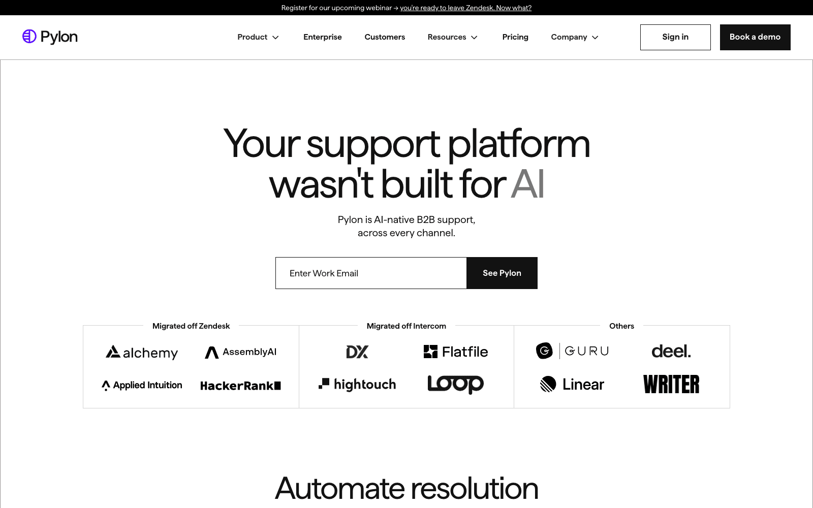 Pylon customer support tool screenshot