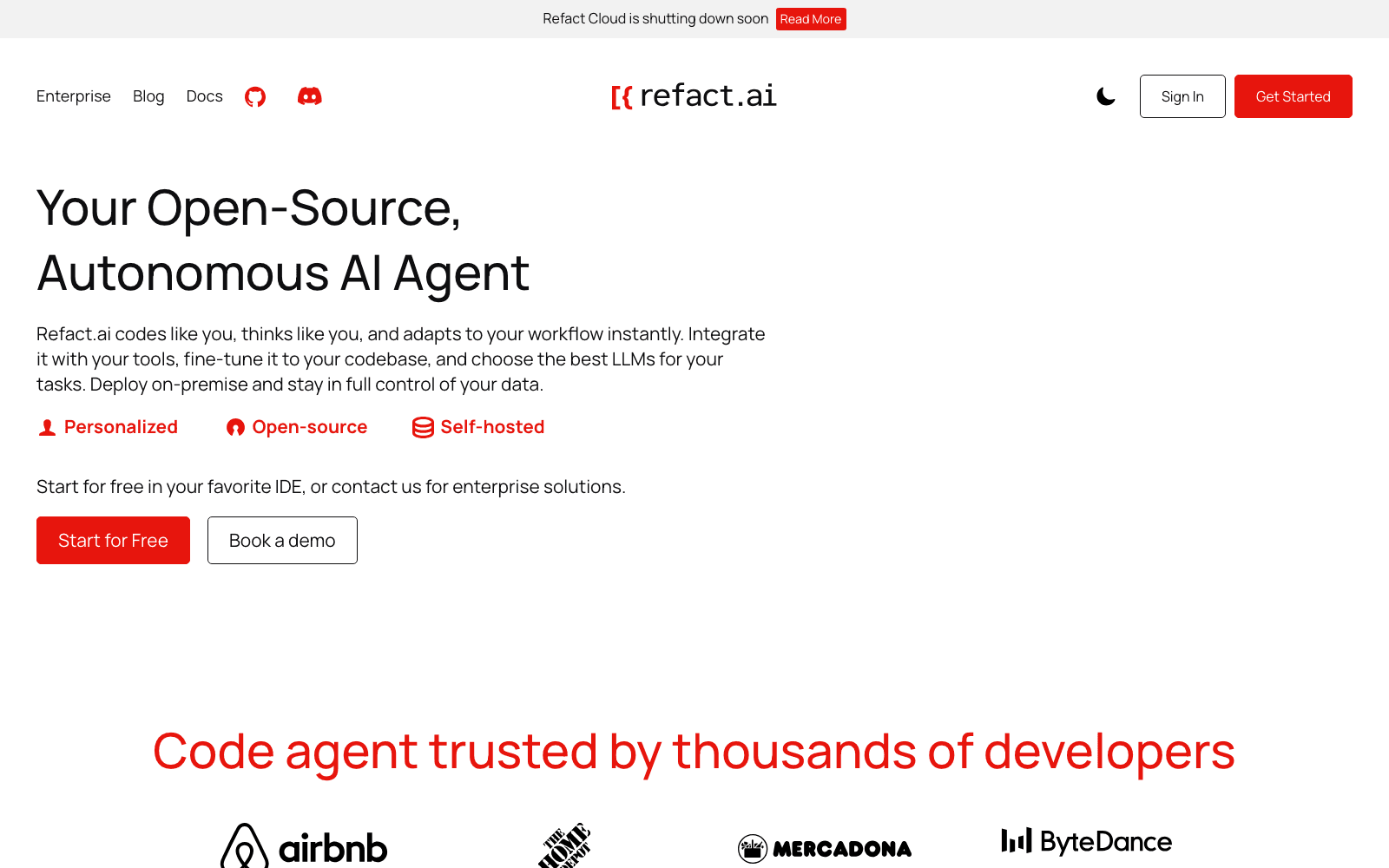 Refact AI developer tools tool screenshot