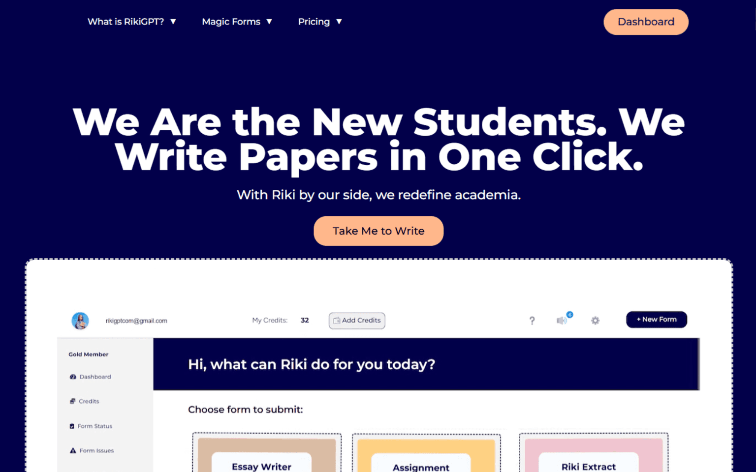 RikiGPT ai content writing tool screenshot