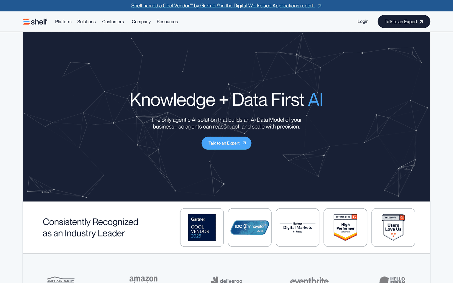 Shelf product interface dashboard screenshot homepage view