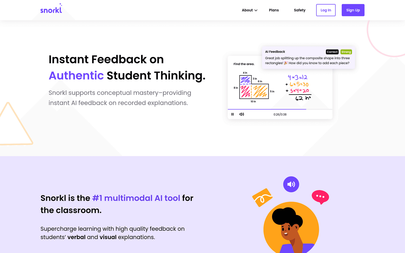 Snorkl product interface dashboard screenshot homepage view