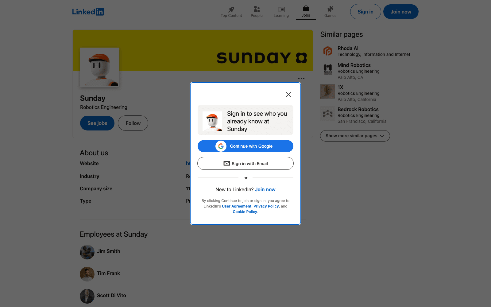 Sunday Robotics ai agents tool screenshot