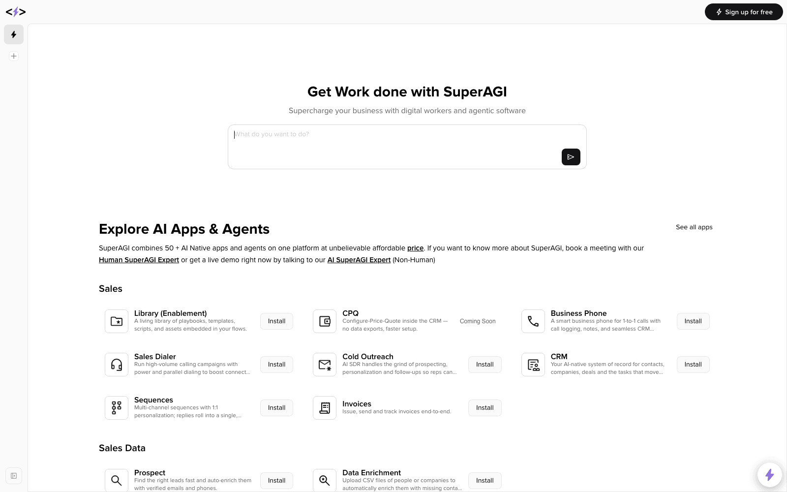 SuperAGI developer tools tool screenshot