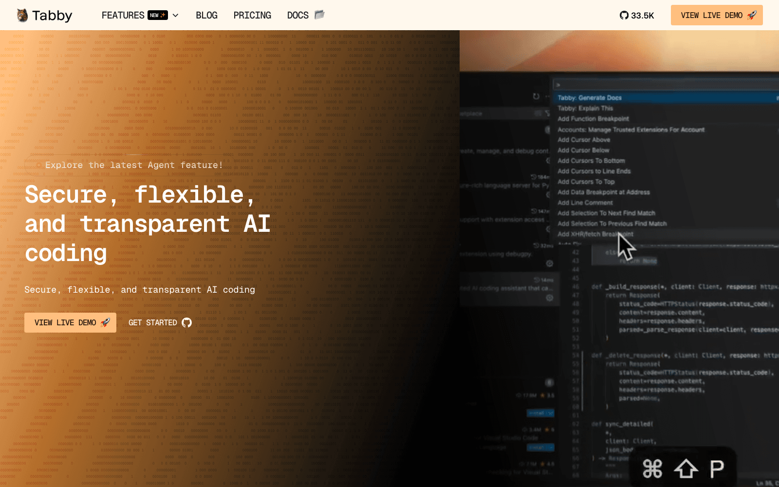 Tabby ML developer tools tool screenshot