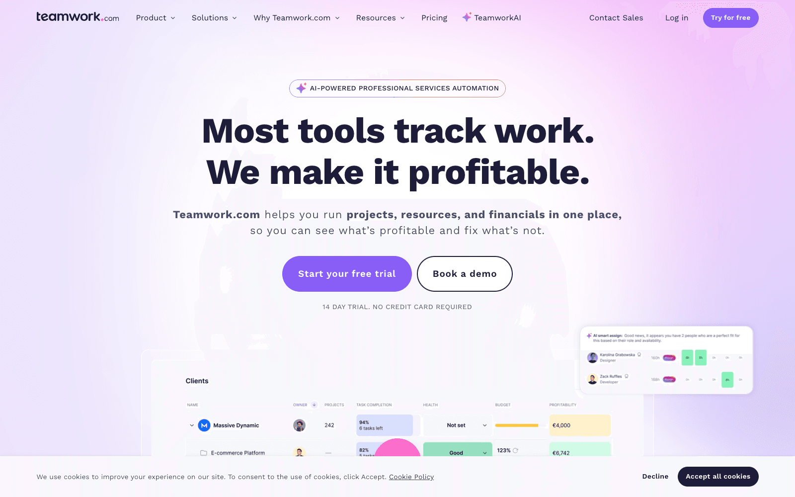 Teamwork.com productivity tool screenshot