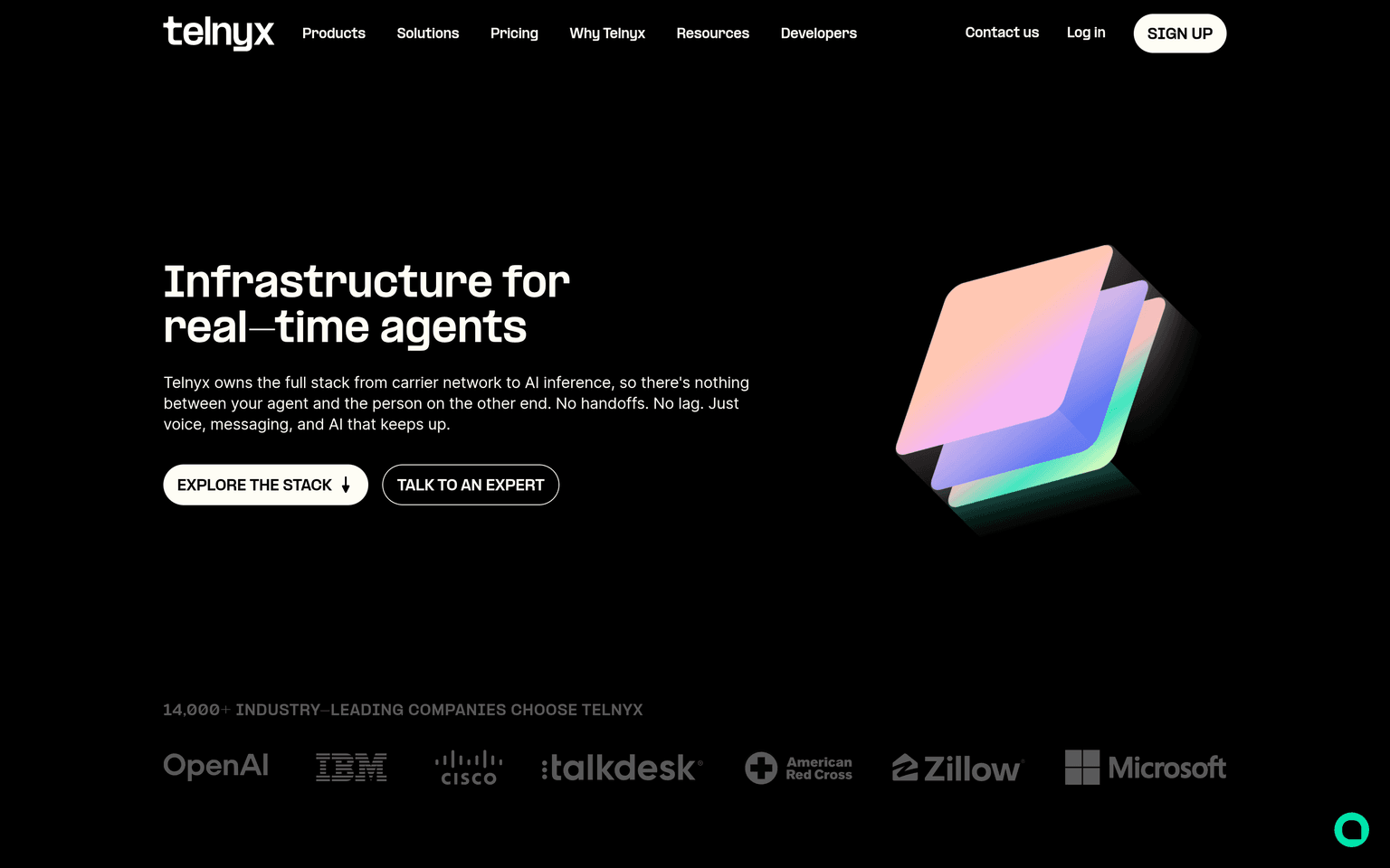 Telnyx product interface dashboard screenshot homepage view