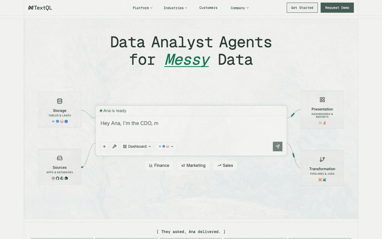 TextQL bi & analytics tool screenshot