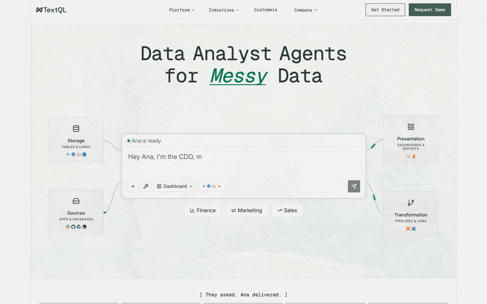 TextQL bi & analytics tool screenshot