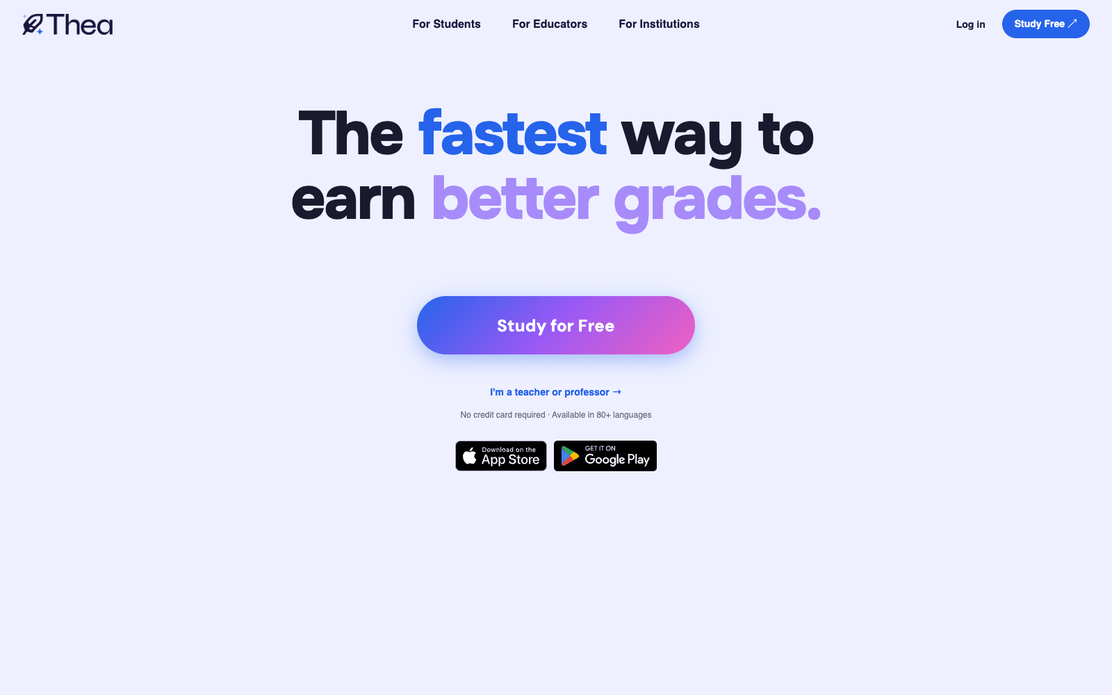 Thea homepage screenshot showing the product interface and branding