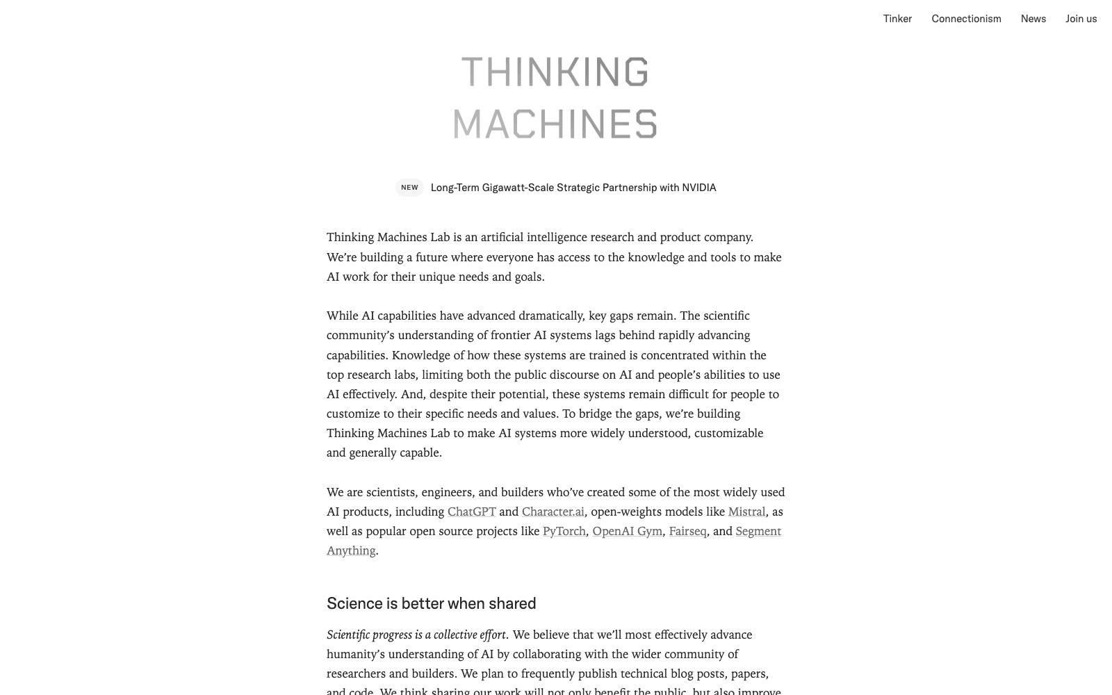 Thinking Machines Lab ai infrastructure tool screenshot