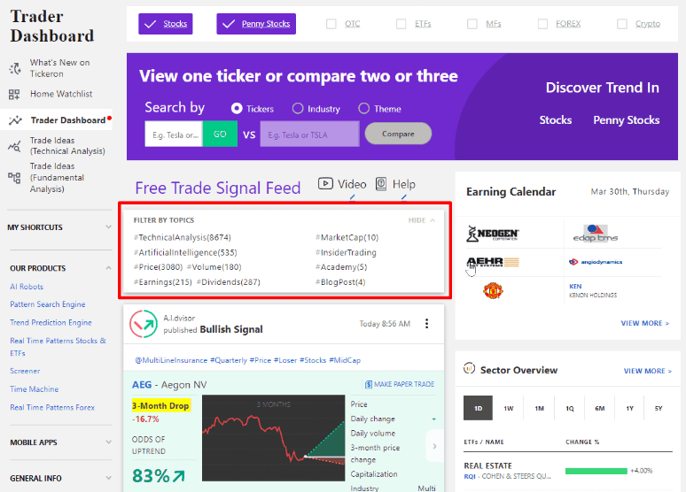 tikeron Trader Dashboard AI trading