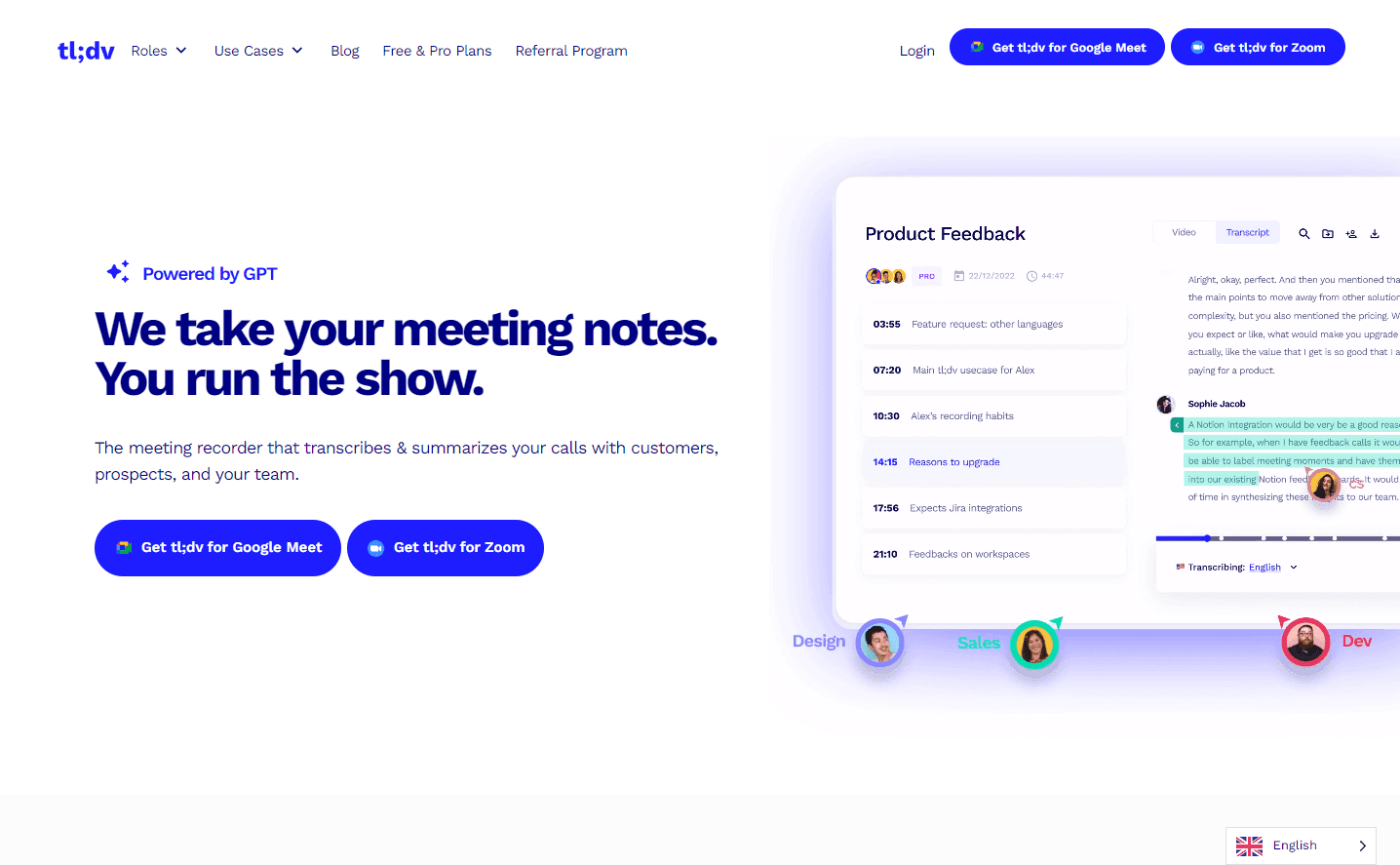 tl;dv meeting recorder interface