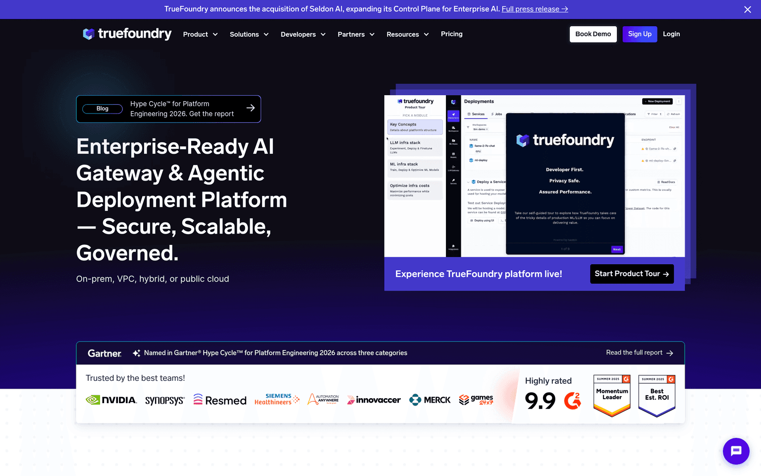TrueFoundry product interface dashboard screenshot homepage view