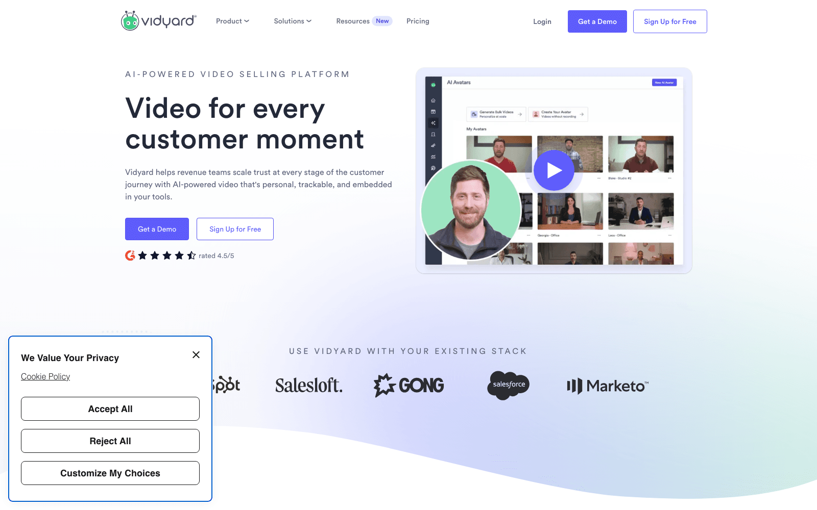 Vidyard sales & revops tool screenshot