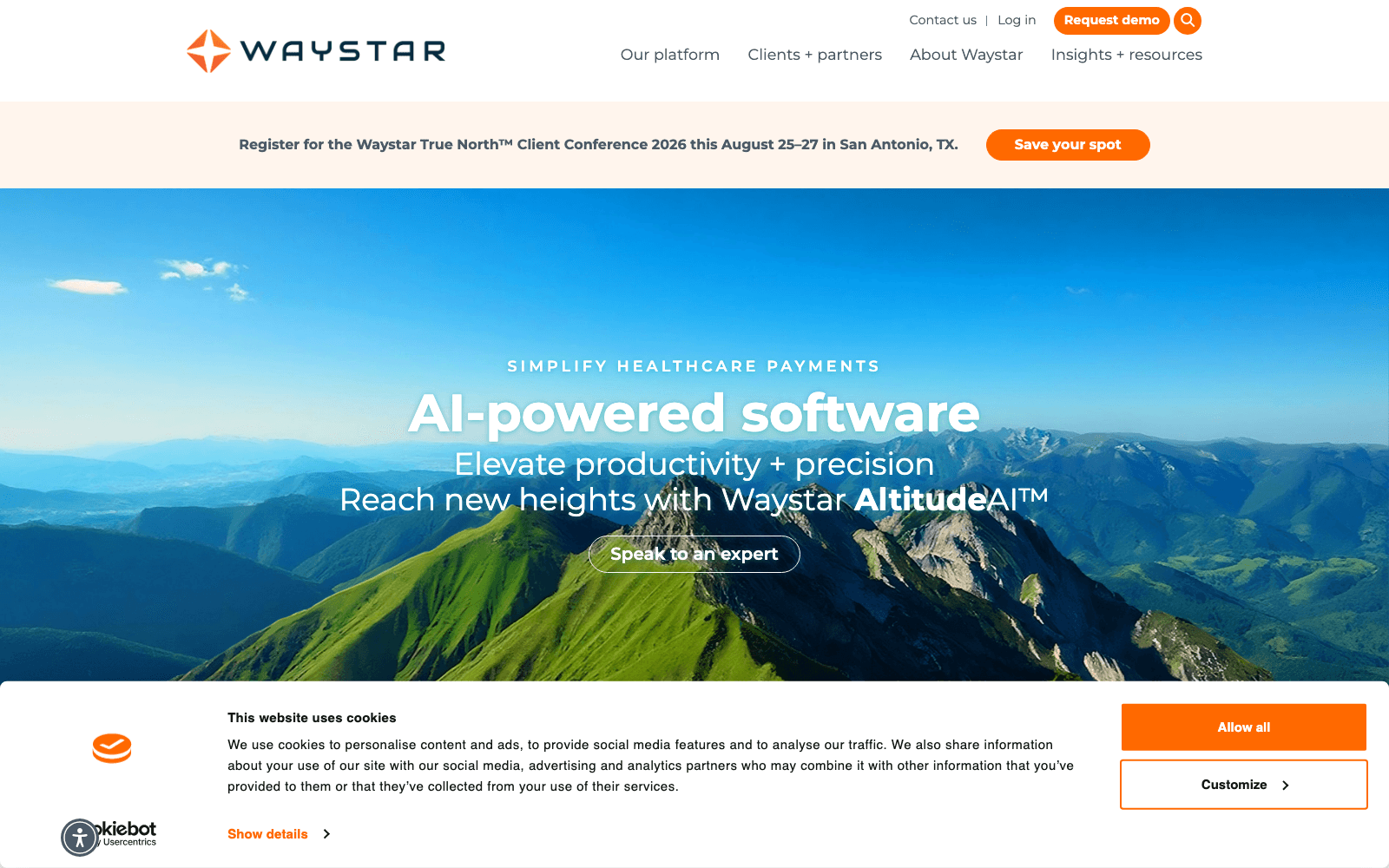 Waystar healthcare tool screenshot