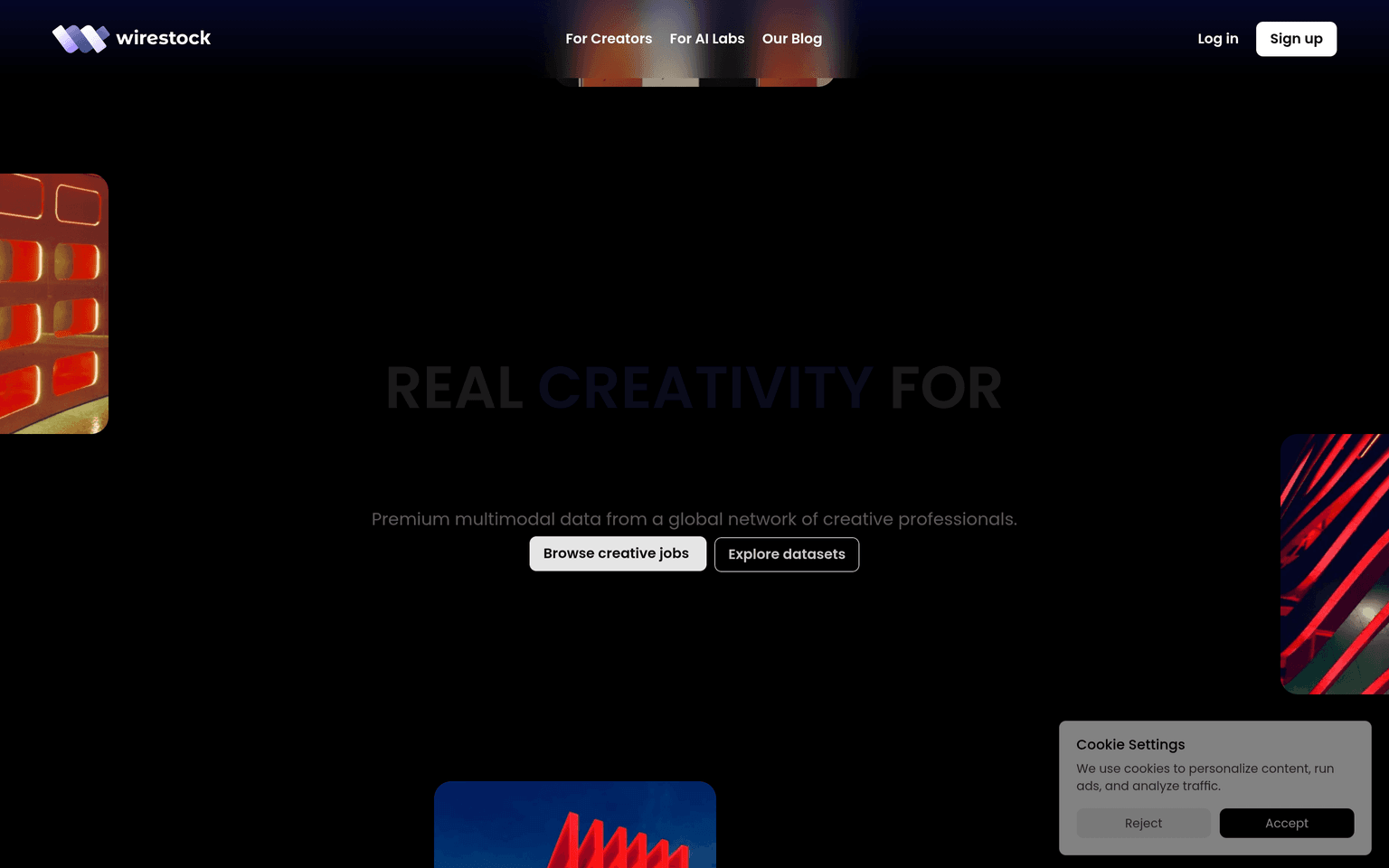 Wirestock product interface dashboard screenshot homepage view