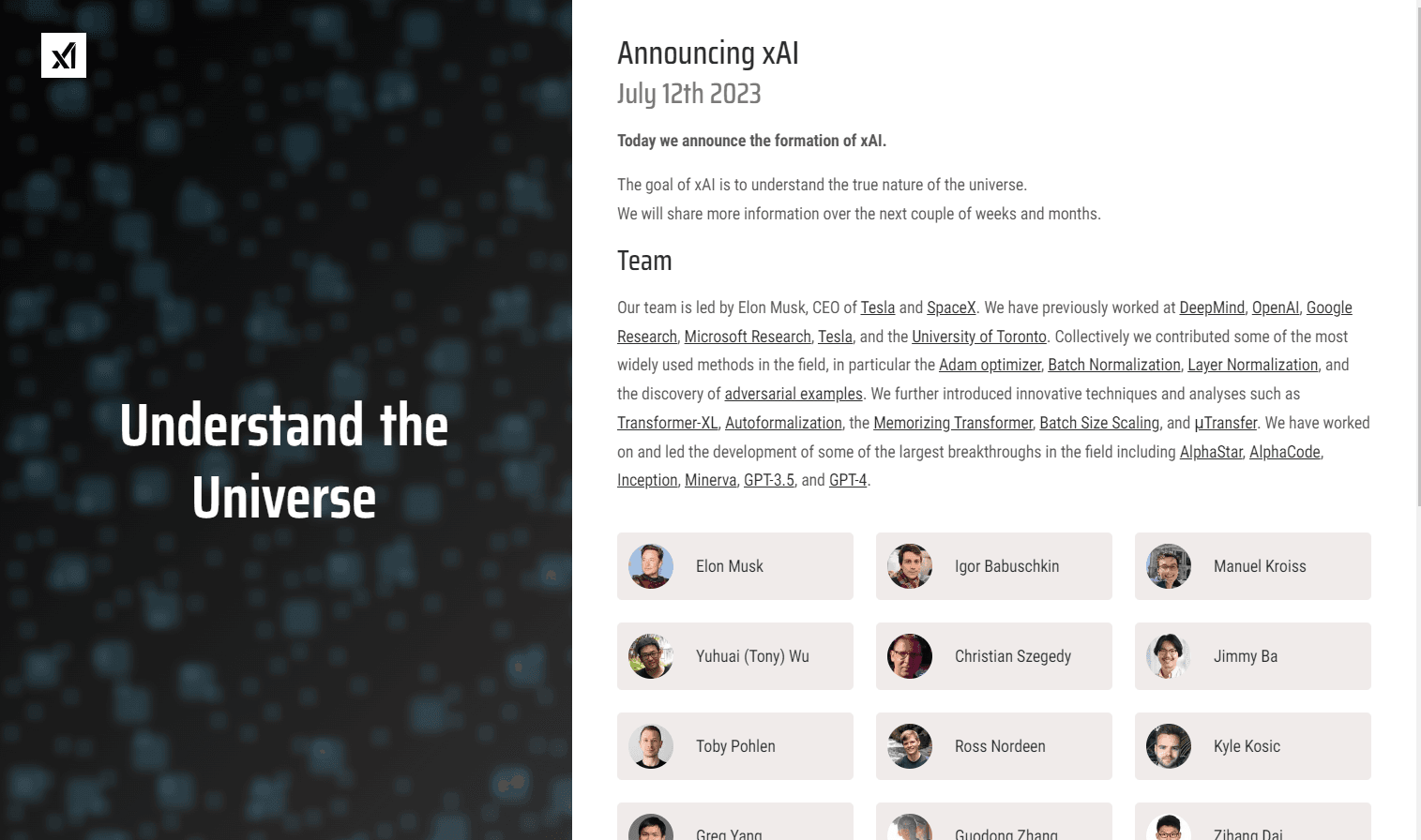xAI logo with universe backdrop