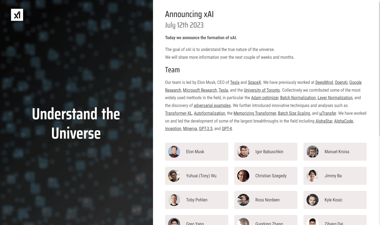 xAI logo with universe backdrop