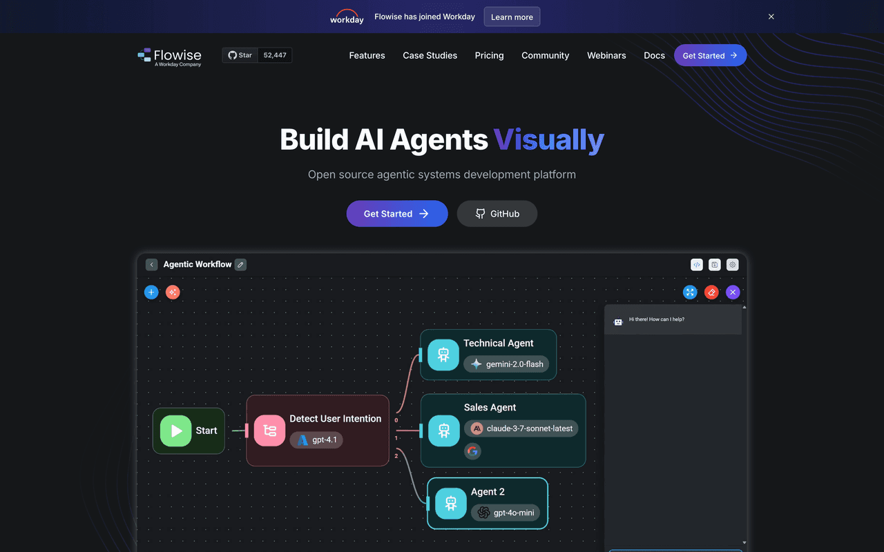 Flowise: Open-Source Visual AI Agent Builder